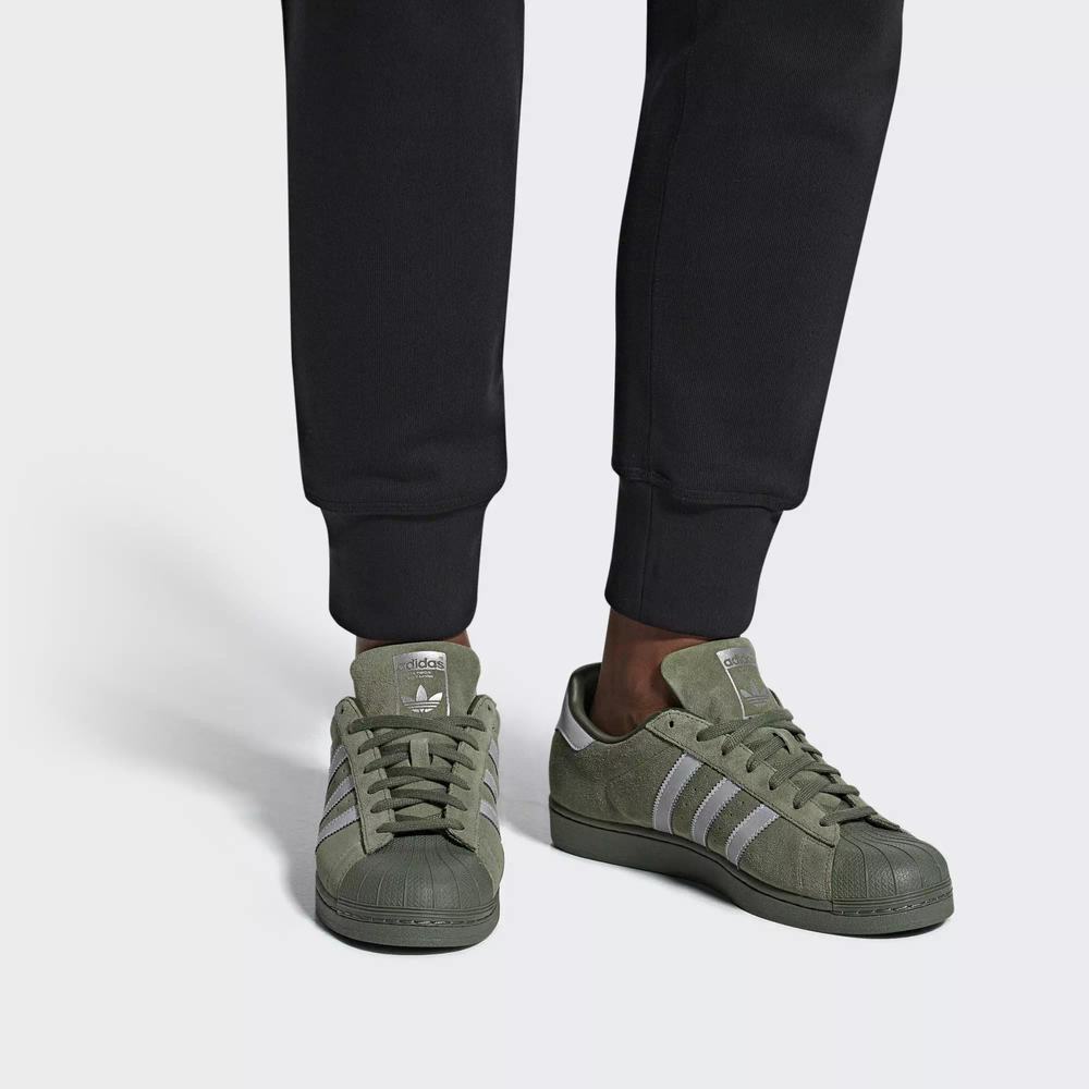 Adidas Superstar Tenis Verdes Para Hombre (MX-73465)